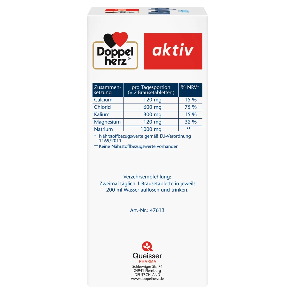 Doppelherz aktiv Elektrolyte Brausetabletten Seitenansicht links